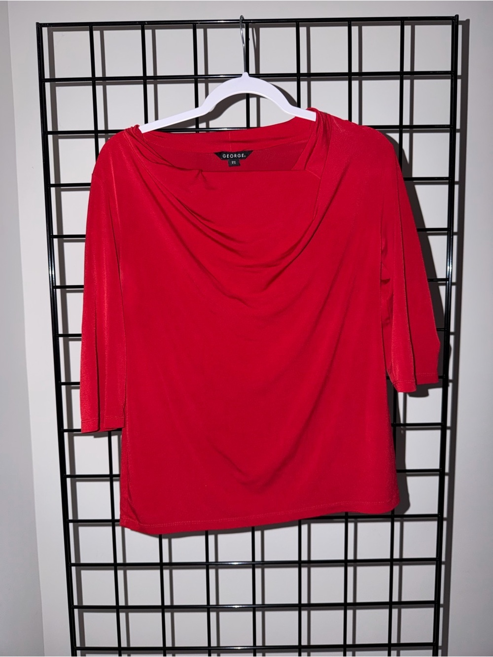 George Red Draped Cowl Neck Women’s Blouse